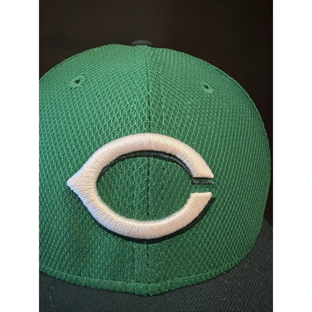 Cincinnati Reds New Era Kelly Green White Logo 59FIFTY Fitted Hat Size 7 3/8